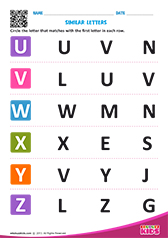 Letters that look similar uppercase u to z